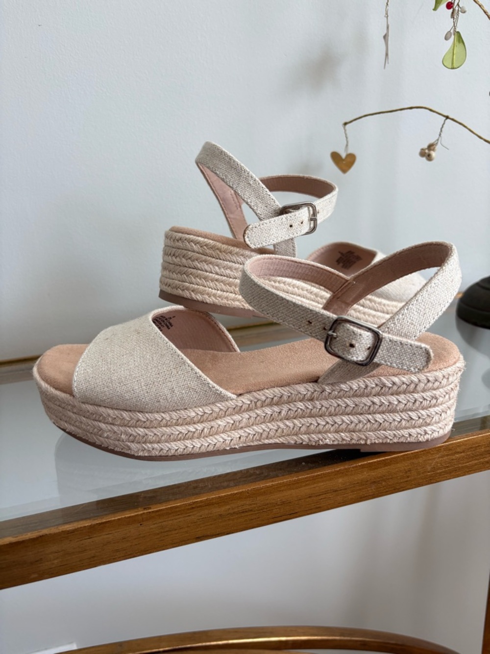 Old Navy Beige Canvas Espadrille Platform Sandals